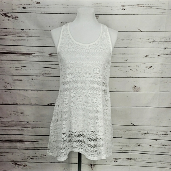 NWT West Loop White Lace Sheer Swim Suit Cover Up Dress Honeymoon Bride Modest - Picture 1 of 6